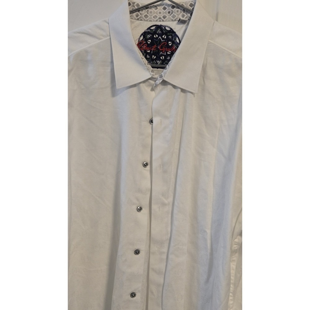 Robert Graham Shirt Mens 3XL White Paisley Jacquard Classic Fit Embroidered - Picture 8 of 11